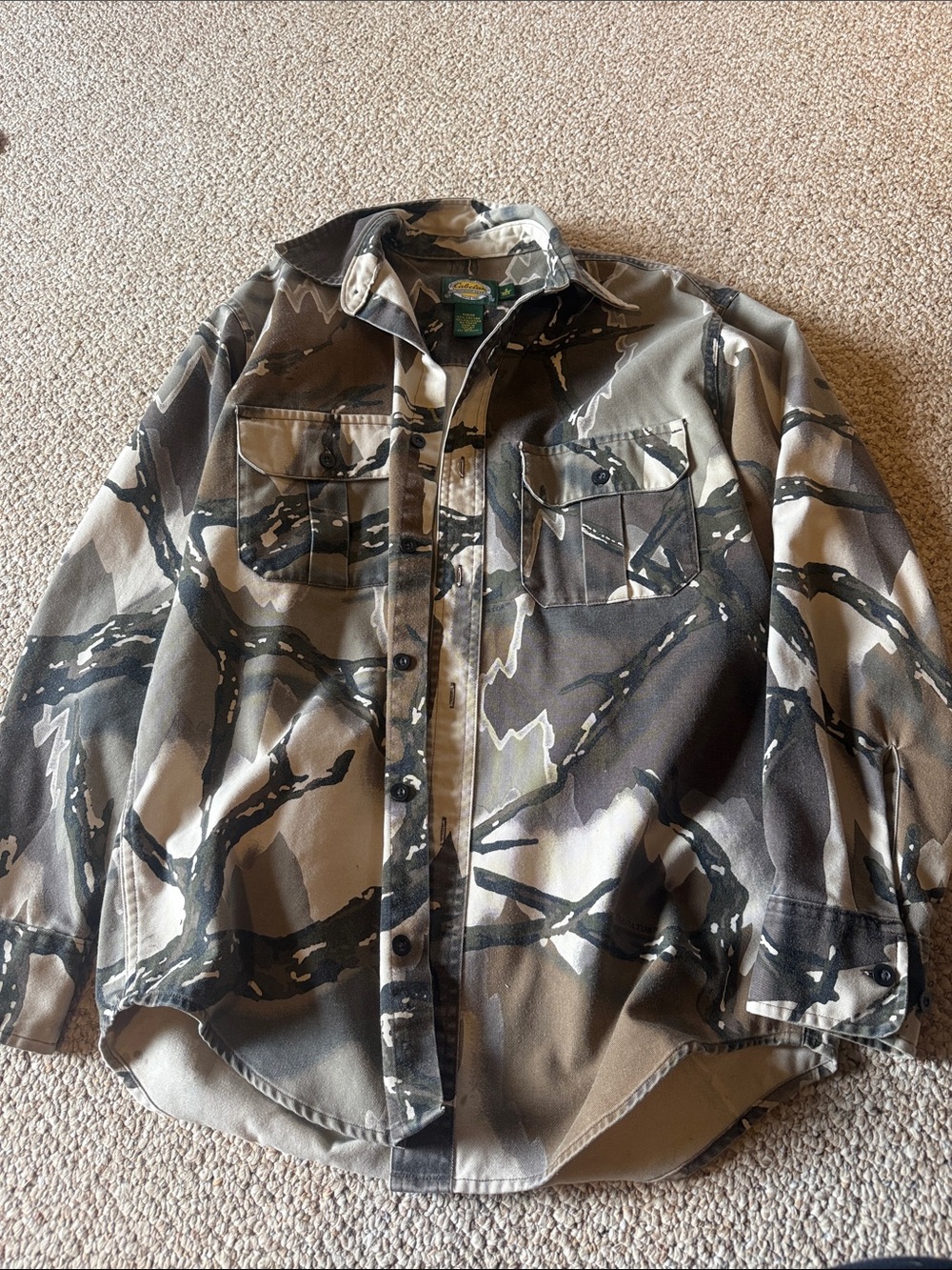 Men's Camouflage Button-Up Hunting Jacket - Brown/Green